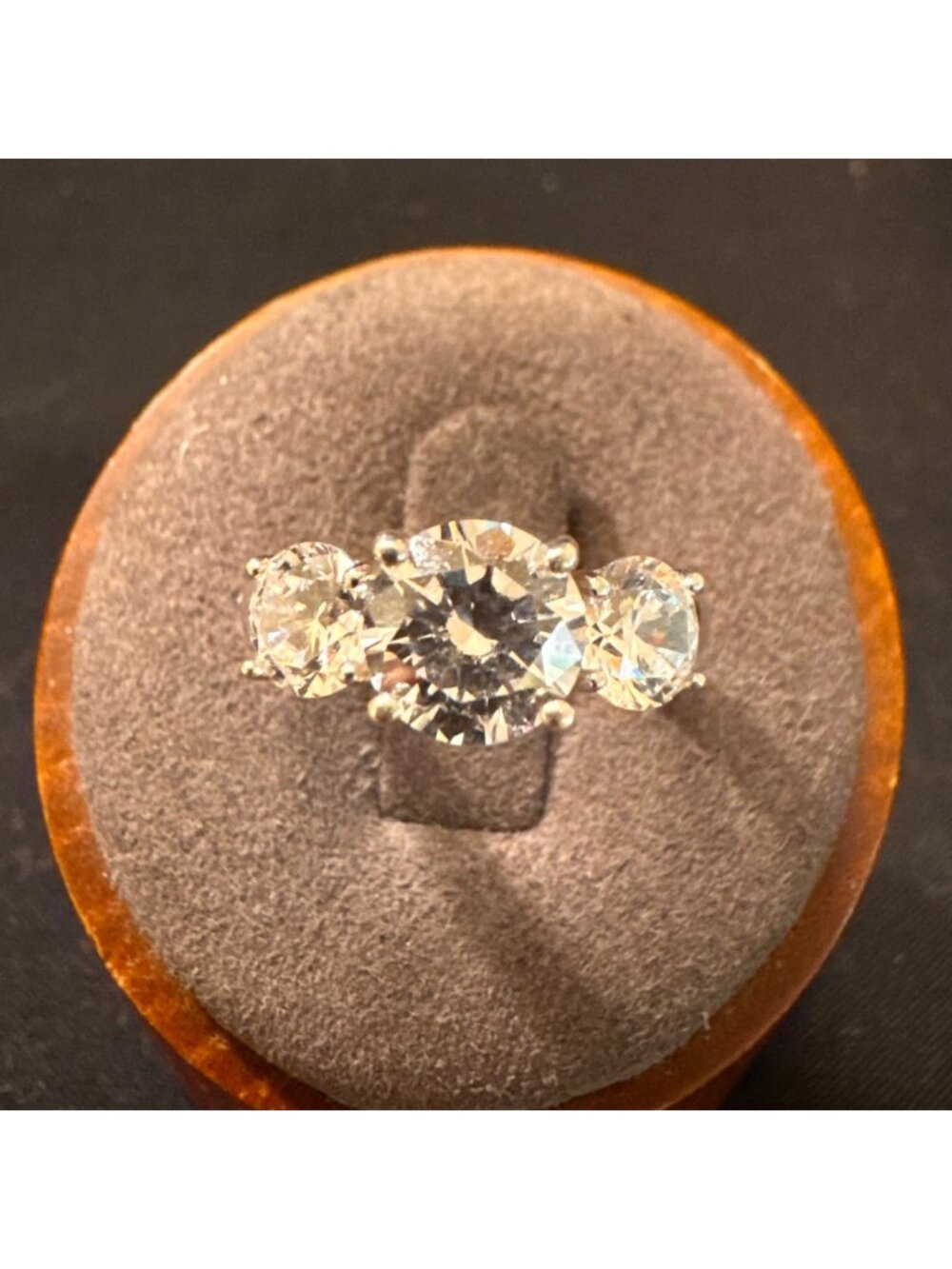 Sterling Silver 925 Cubic Zirconia Prong Set Three Stone Ring Size 4.75